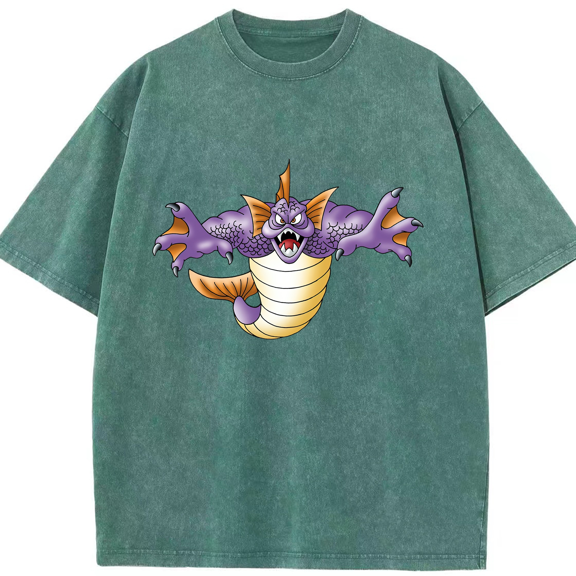 （画像用） ドラゴンクエスト Doragon Kuesuto Dragon Quest 綿100% ヴィンテージ風 半袖Tシャツ（フロントプリント）